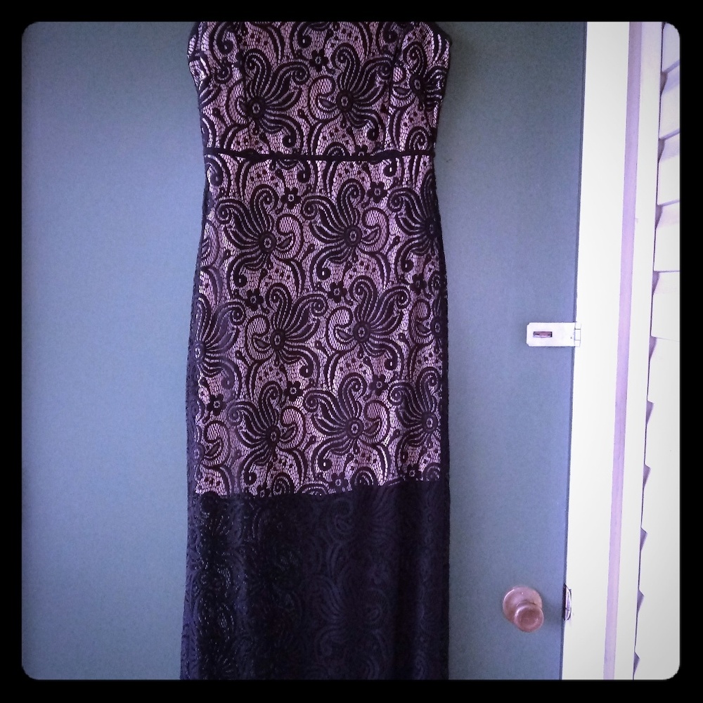 Size 14 Dressy Dress (Blk/Tan lace) Enfocus Studio